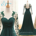 A-Line Lace Plus Size Pleat Tulle Long Sleeve Evening Dress